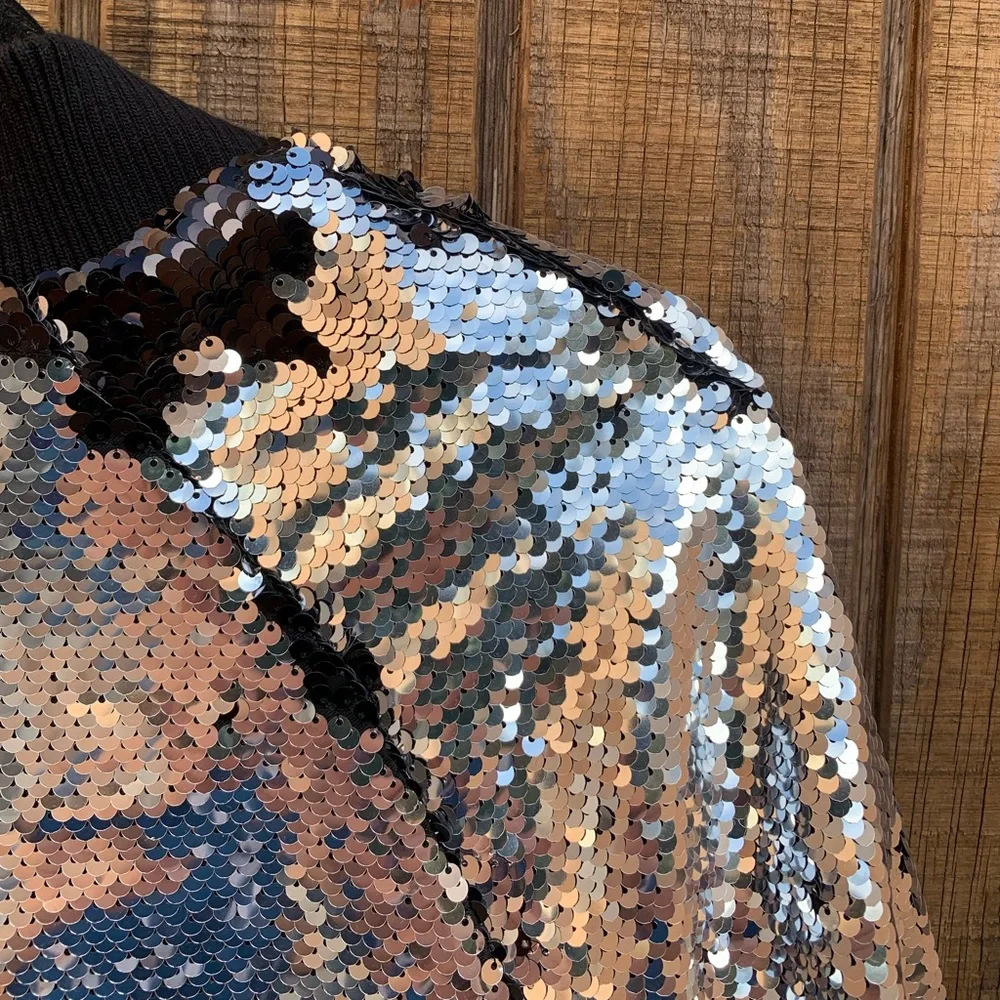 Dolce Cabo Silver & Black Sequins Bomber Jacket